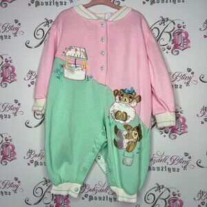 Joggles jumper 18MOS vintage heart buttons pastel teddy bears waterwell cute